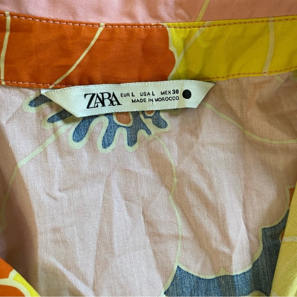 ZARA Colorful Oversized Floral Tunic Top Blouse Size Large - Picture 10 of 10